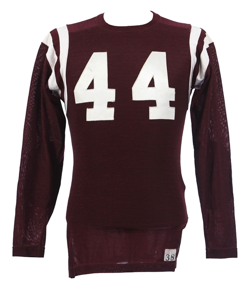 1950s Maroon Durene #44 Game Worn Football Jersey (MEARS LOA)