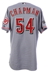 2011-12 Aroldis Chapman Cincinnati Reds Signed Memorabilia Collection - Lot of 3 w/ Game Worn Road Jersey, Photo & Trading Card 