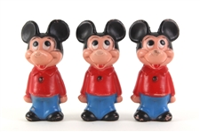 1960s Mickey Mouse 5.5" Plastic Toy Figures - Lot of 3