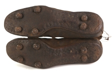 1900's-10's Game Worn High Top Leather Football Boots (MEARS LOA)