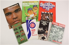 1967-83 Baseball Football Boxing Program Yearbook Press Guide Collection - Lot of 7 w/ Muhammad Ali Joe Frazier III Fight Program & More