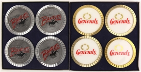1983-85 New Jersey Generals Tampa Bay Bandits USFL Coaster Sets - Lot of 2 w/ 8 Coasters Total in Original Boxes