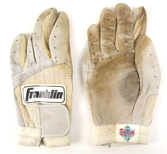1997-2001 circa Mark McGwire St. Louis Cardinals Game Worn Franklin Batting Gloves (MEARS LOA)