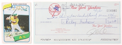 1985 Rickey Henderson New York Yankees Payroll Reverse Endorsed Check (JSA)