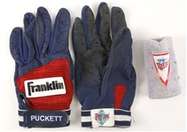 1987 circa Kirby Puckett Minnesota Twins Game Worn Batting Gloves & Wristband (MEARS LOA)