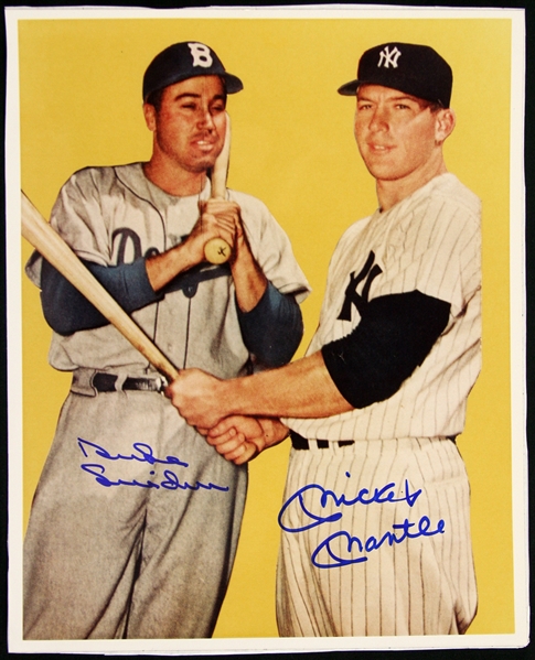 1950s Duke Snider Brooklyn Dodgers Mickey Mantle New York Yankees Signed 8x10 Color Photo (JSA)