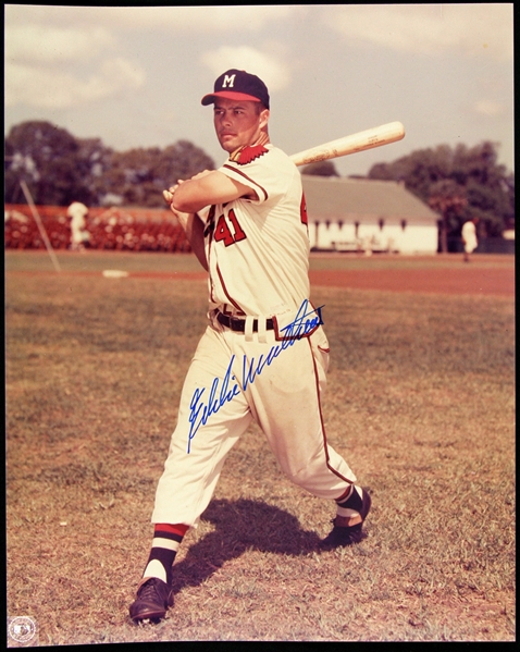 1950s Eddie Mathews Milwaukee Braves Signed 8x10 Color Photo (JSA)