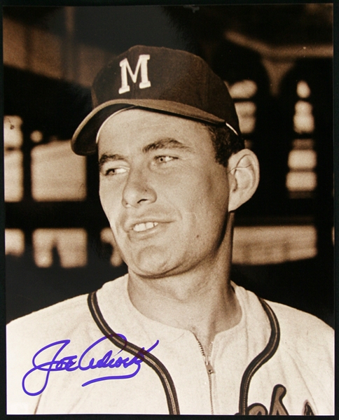 1957 Joe Adcock Milwaukee Braves Signed 8x10 Sepia Tone Photo (JSA)