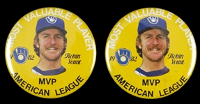1982 Robin Yount MVP Milwaukee Brewers 3.5” Pinback Button (Lot of 2)