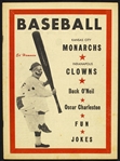1954 Negro League Baseball 8-Page Program Featuring the Monarchs, Clowns, Buck O’Neil & Oscar Charleston. 