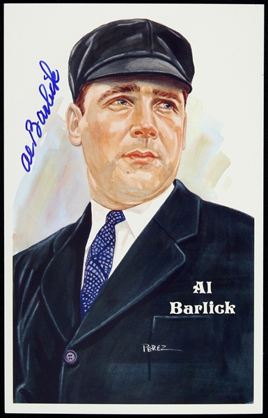 1980s Al Barlick Perez Steele Signed Postcard (JSA)