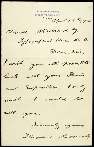 1900 Theodore Roosevelt US President ALS (JSA) 