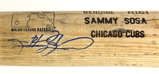 1999-2001 Sammy Sosa Chicago Cubs Signed Louisville Slugger Professional Model Game Used Bat (MEARS LOA/JSA)