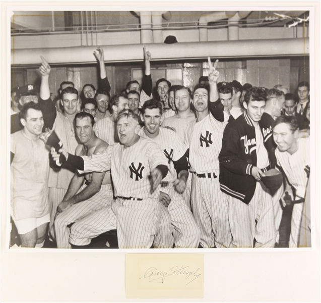 1950s Casey Stengel New York Yankees Signed Index Card w/ 16" x 20" Photo (JSA)