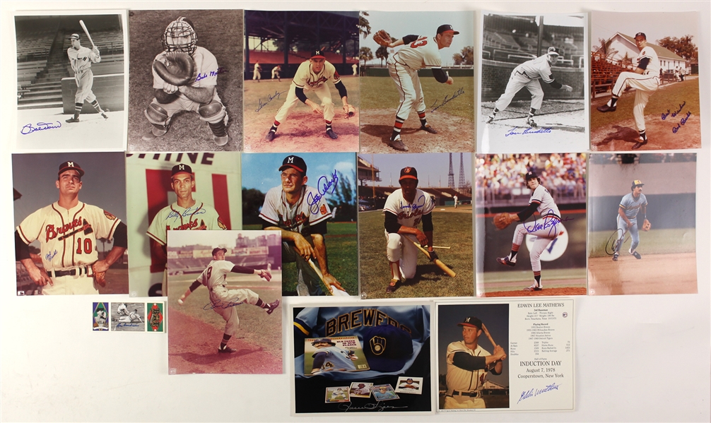 1980s-90s Baseball Signed Photo Collection - Lot of 16 w/ Eddie Mathews, Frank Robinson, Rollie Fingers & More (JSA)
