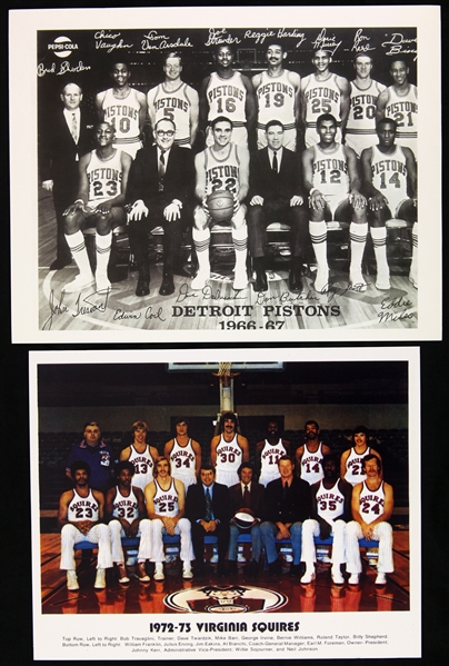 1966-73 Detroit Pistons Virgina Squires Team Photos - Lot of 2 w/ Julius Erving & More