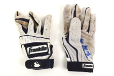 2014 Carlos Santana Cleveland Indians Signed Game Worn Franklin Batting Gloves (MEARS LOA/JSA)