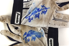 2014 Carlos Santana Cleveland Indians Signed Game Worn Franklin Batting Gloves (MEARS LOA/JSA)
