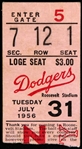 1956 (July 31) Brooklyn Dodgers Milwaukee Braves Roosevelt Stadium Ticket Stub (Jackie Robinson Walk Off)