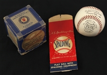 1934-63 Spalding Official National League Warren Giles Baseball w/ OAL Harridge Box & Spalding Paper Bag