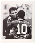 2000s Pele Brazil Soccer Signed 24" x 29" Canvas w/ Muhammad Ali (PSA/DNA)