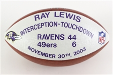2003 (November 30) Ray Lewis Baltimore Raves ONFL Tagliabue Game Used Interception Touchdown Football (MEARS LOA)