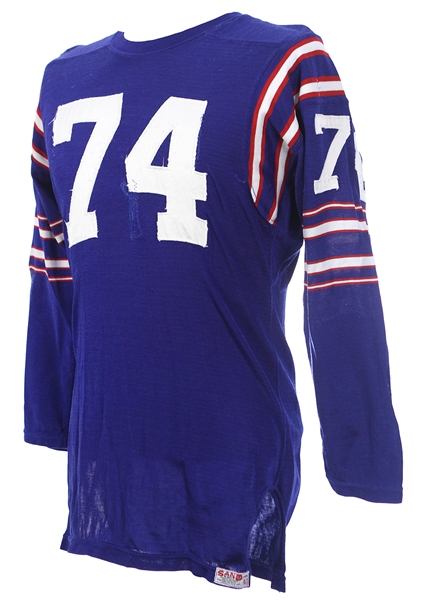 1960s Blue Durene #74 Game Worn Sand Knit Football Jersey (MEARS LOA)