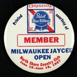 1967 Milwaukee Jaycee Open Pabst Blue Ribbon 2.5" Member Pinback Button