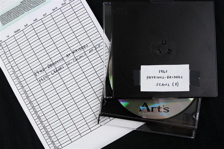 1959-62 Raiders Broncos Patriots Lakers Celtics Digital Image Discs Produced From Original Negatives - Lot of 2 Discs w/ 30 Total Images