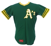 1973-75 Reggie Jackson Oakland Athletics Green Alternate Salesman Sample Jersey (MEARS LOA)