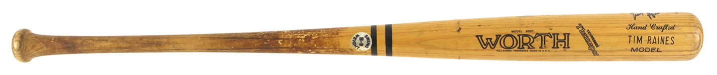 1983-88 Tim Raines Montreal Expos Signed Worth Professional Model Game Used Bat (MEARS A10/JSA)