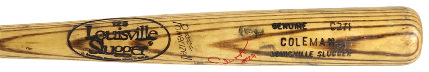 1985 Vince Coleman St. Louis Cardinals Signed Louisville Slugger Professional Model Game Used Bat (MEARS LOA/JSA) NL Rookie of the Year Season