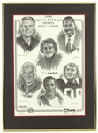 1988 Bob Uecker Sidney Moncrief Jim Otto Andy North Shirley Martin Signed 20" x 27" Framed Lithograph (JSA) 14/200