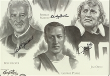 1988 Bob Uecker Sidney Moncrief Jim Otto Andy North Shirley Martin Signed 20 x 27 Framed Lithograph (JSA) 14/200