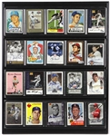 1950s-2000s MLB 16" x 20" Framed Signed Trading Card Display w/ 20 Cards Including Yogi Berra, Johnny Bench, Andre Dawson, Ryne Duren & More (JSA)