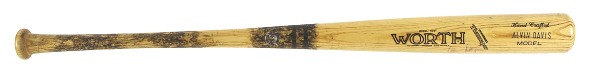 1984-88 Alvin Davis Seattle Mariners Signed Worth Professional Model Game Used Bat (MEARS LOA)