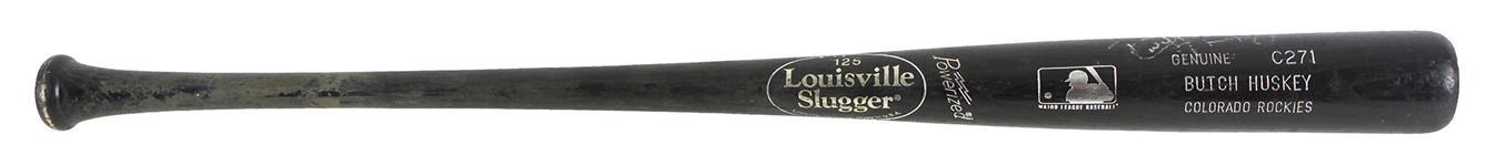 2000 Butch Huskey Colorado Rockies Signed Louisville Slugger Professional Model Game Used Bat (MEARS LOA/JSA)