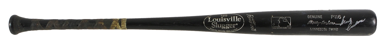 1999 Marty Cordova Minnesota Twins Signed Louisville Slugger Professional Model Game Used Bat (MEARS LOA/JSA)