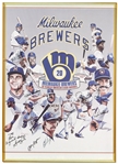 1989 Milwaukee Brewers Multi Signed 20" x 28" Framed "20 Years of American League Baseball" Poster w/ 10 Signatures Including Robin Yount, Paul Molitor, Rollie Fingers & More (MEARS LOA)