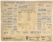 1949 New York Yankees Brooklyn Dodgers World Series Game 2 Box Score Printed on 15" x 19" Chateau Placemat