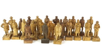 1940s-50s RA Struck Carved Wooden Figure Collection - Lot of 26 