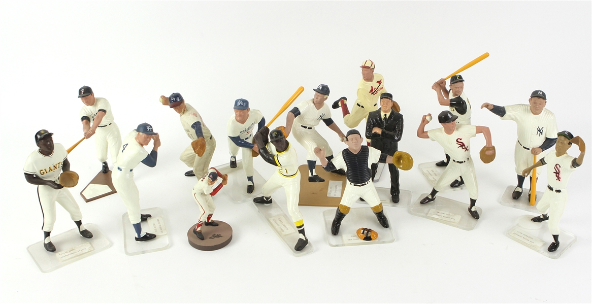 1988-90 Hartland Baseball Figure Collection - Lot of 15 w/ Babe Ruth, Roberto Clemente, Dizzy Dean, Umpire & More