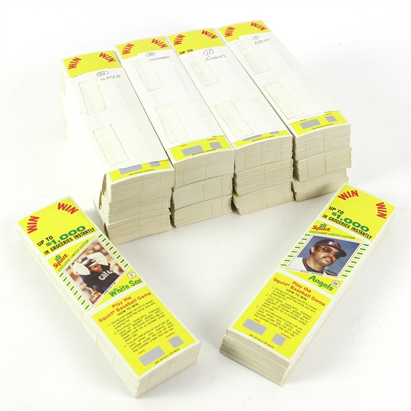 1982 Squirt Baseball Card Scratch Off Contest Strips - Lot of 2,000+ w/ Reggie Jackson, Pete Rose, Tom Seaver, Mike Schmidt & More