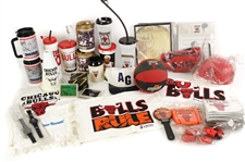 1990s Chicago Bulls Memorabilia Collection - Lot of 60 w/ Stadium Mugs/Cups, Mini Basketballs, Watches, Towels, Megaphones & More