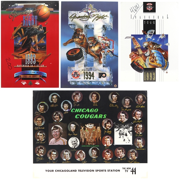 1970s-90s Chicago Cougars Florida Panthers Arkansas Razorbacks Poster Collection - Lot of 4 w/ Inaugural Season/Game Posters