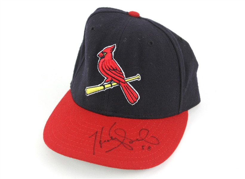 1999 Heathcliff Slocumb St. Louis Cardinals Signed Game Worn Alternate Cap (MEARS LOA/JSA/Player COA)
