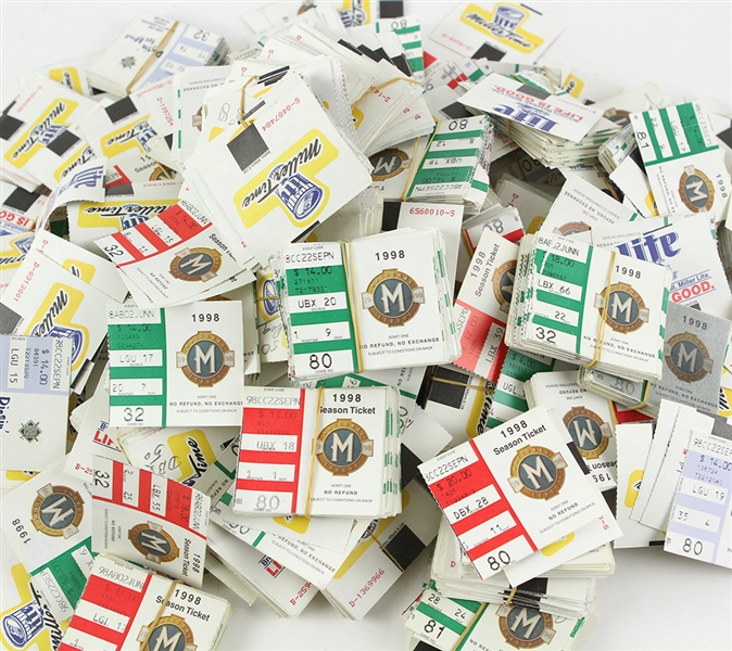 1998 Milwaukee Brewers Inaugural National League Season Team Collected Ticket Stubs - Lot of Thousands (26 Pounds of Stubs)