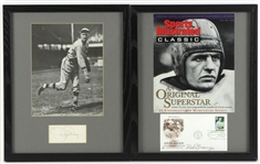 1960s-80s Dizzy Dean Red Grange Signed 12" x 15" Framed Displays - Lot of 2 (JSA)