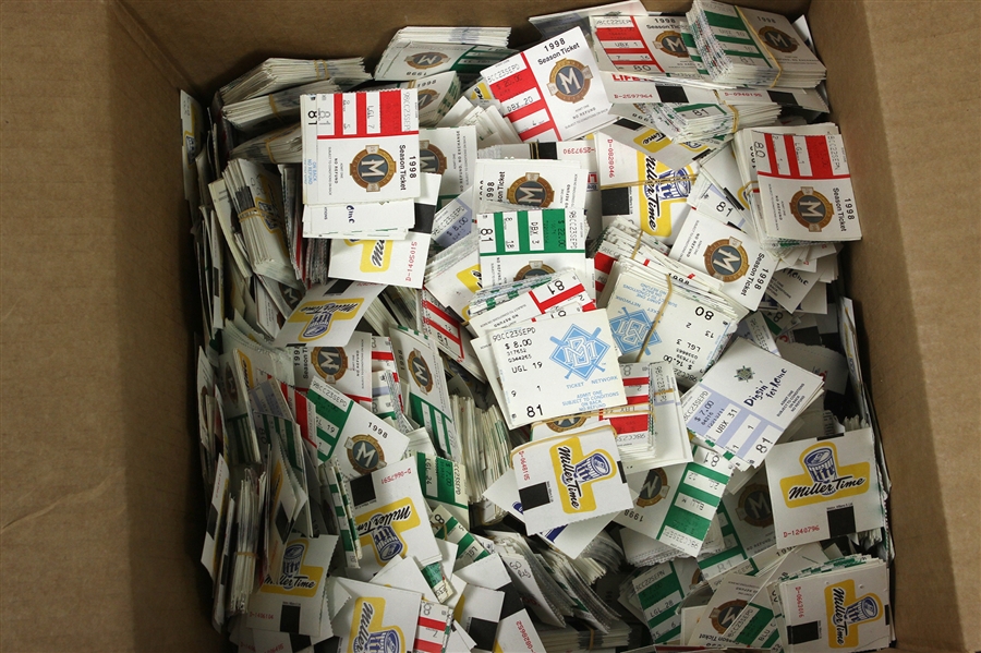 1998 Milwaukee Brewers Inaugural National League Season Team Collected Ticket Stubs - Lot of Thousands (24 Pounds of Stubs)
