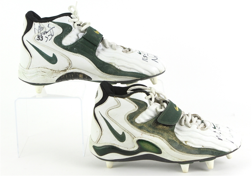 1997 (January 12) Doug Evans Green Bay Packers Signed NFC CHampionship Game Worn Nike Cleats (MEARS LOA/JSA)